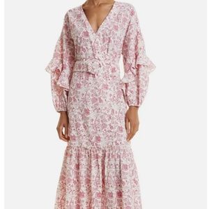 NWT TED BAKER Daritaa Print Belted Long Sleeve Midi Dress Size 4